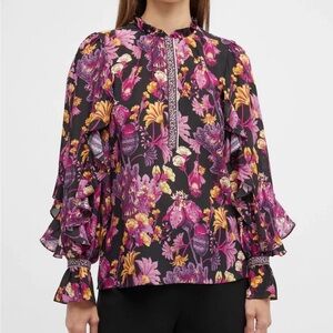 Kobi Halperin Floral Blouse - Black and Purple